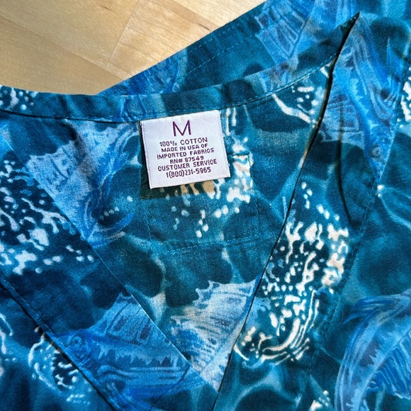 S.C.R.U.B.S. Blue Waves and Fish Patterned Scrub Top - Picture 5 of 5